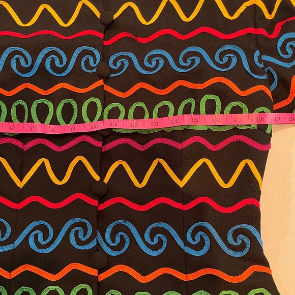 VTG Maggy London Kenneth Nolan Black Multi Color Embroidered Jacket Size 10 - Picture 6 of 6